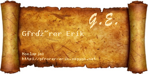 Gfrörer Erik névjegykártya